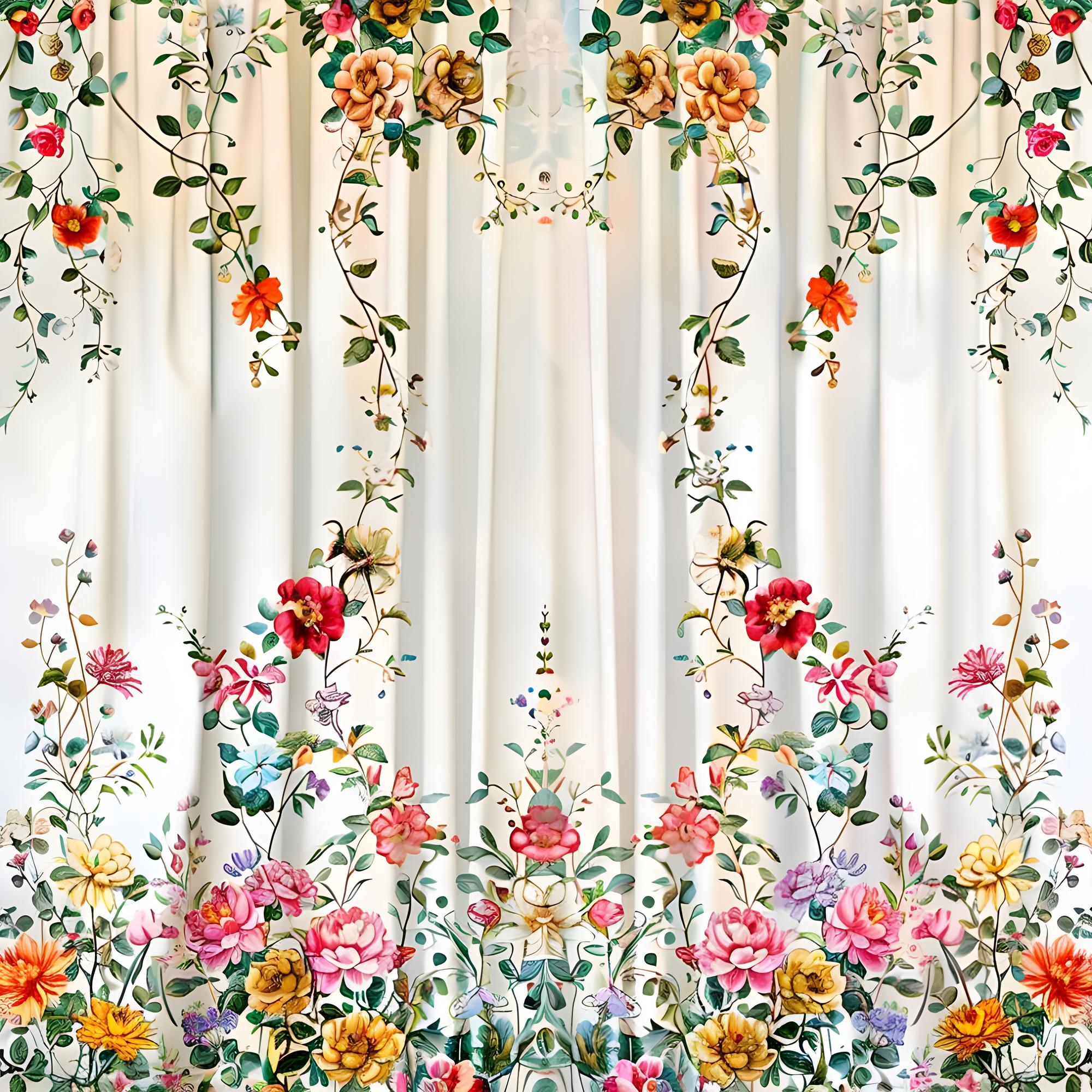 Large embroidered tapestry with floral motifs